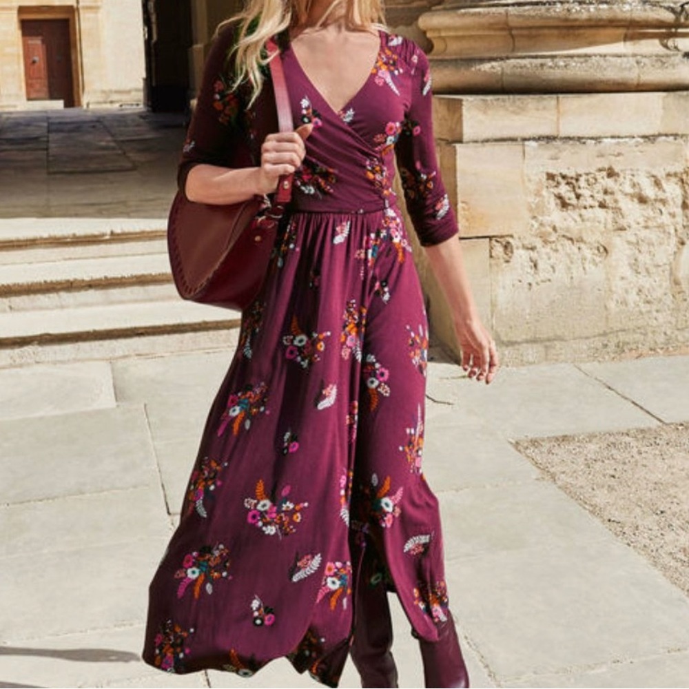 Boden Plum Purple Floral Maxi Dress - Picture 1 of 5